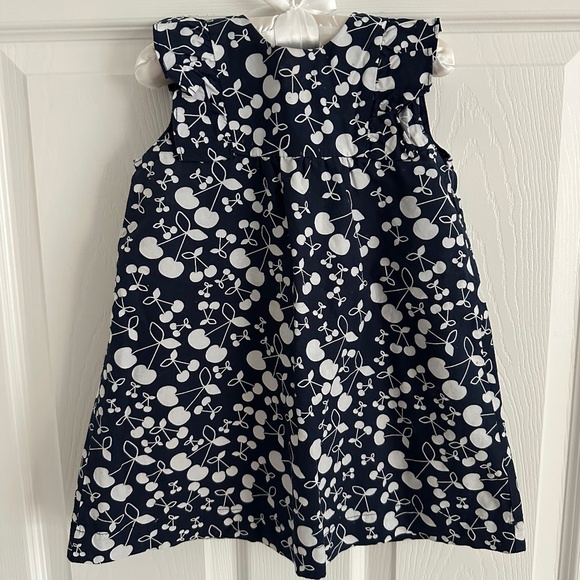 epk Designed in France Toddler Girls Cherry Dress Navy and White 2T - Picture 1 of 4